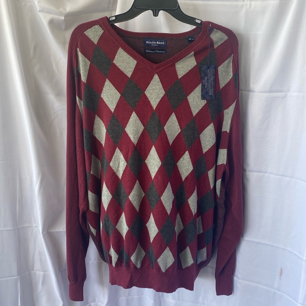 Austin Reed argyle maroon sweater